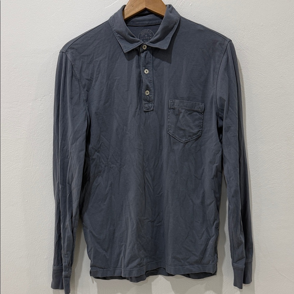J. Crew Men's Slate Long Sleeve Polo